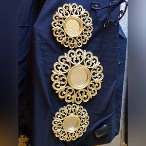 3 - silver light weight vintage  Wall Mirror Set.